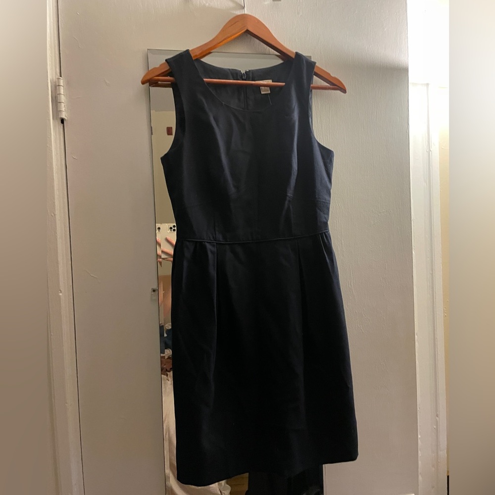 J. Crew Navy A Line Dress in Wool Flannel | navy business casual dress